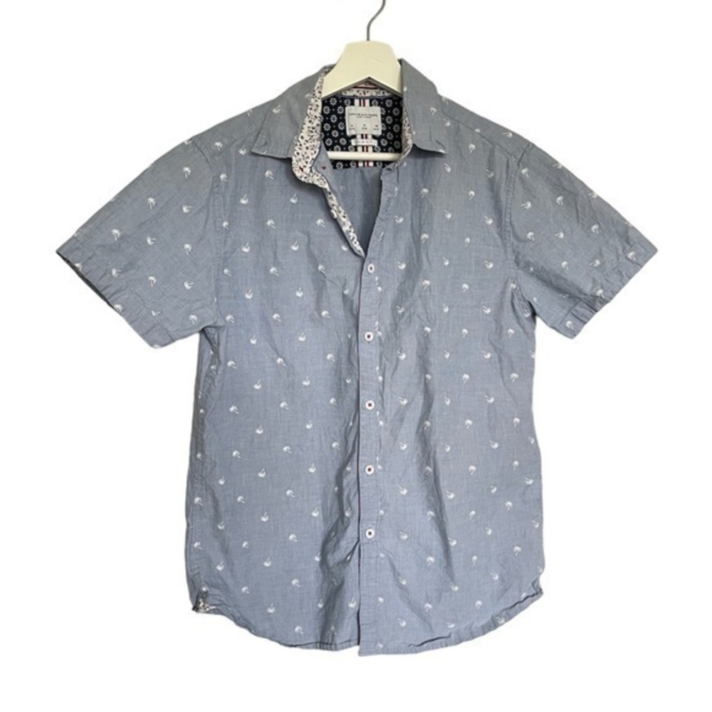 Denim and Flower Button Down Shirt